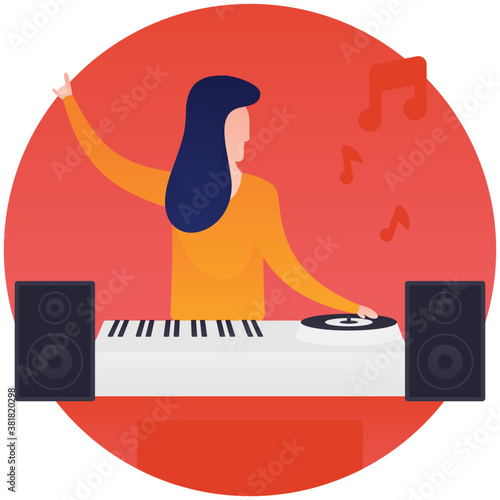 
Flat rounded icon of disk jockey 
