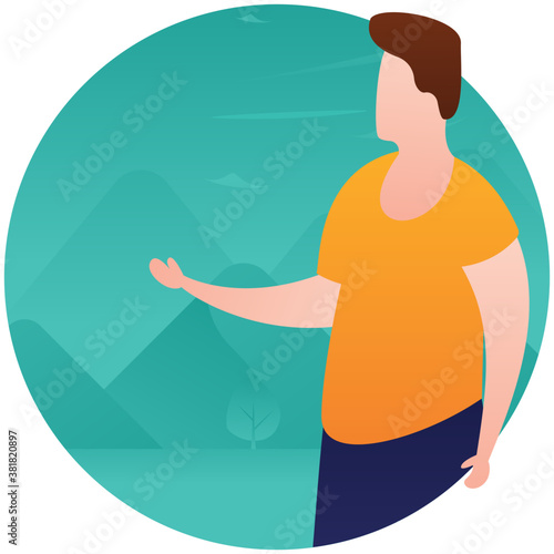 
Tourist pointing, gesturing illustration 
