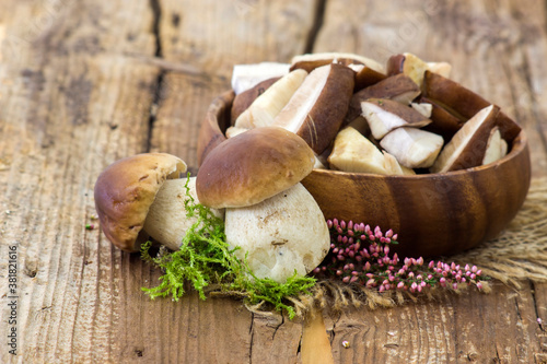 fresh mushrooms (boletus) in a bowl