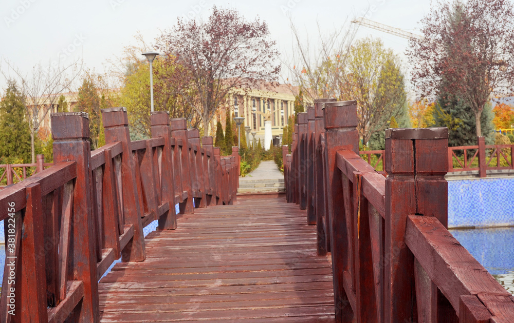 wooden bridge in the park wooden bridge in the park