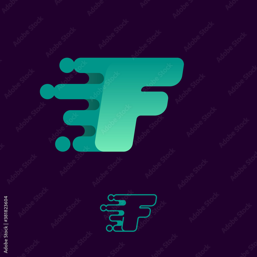 Fast speed letter F logo with lines and dots. Fast speed letter F logo with lines and dots.