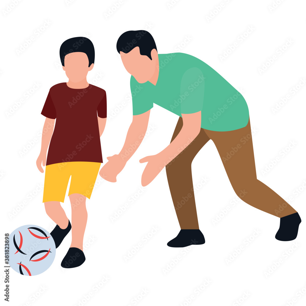 Playing football with family flat icon design
Playing football with family flat icon design