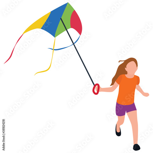 
Kite flying flat icon design, childhood activities 
