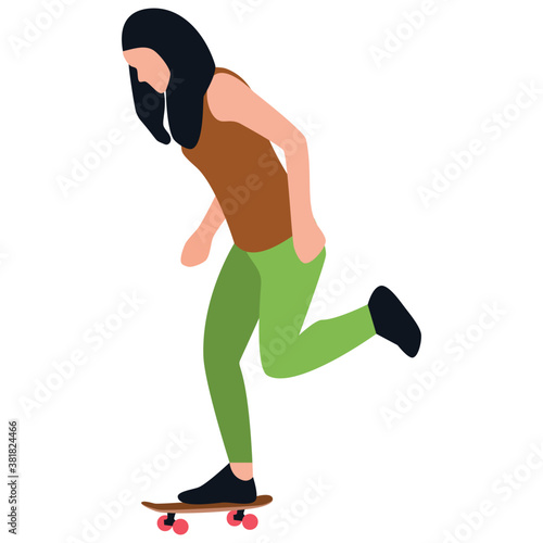 
Flat icon design of skateboarder 
