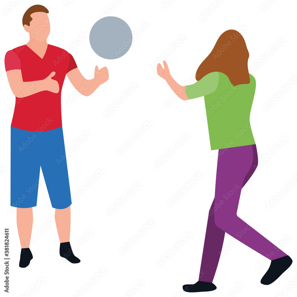 Obraz premium Playing football with family flat icon design 