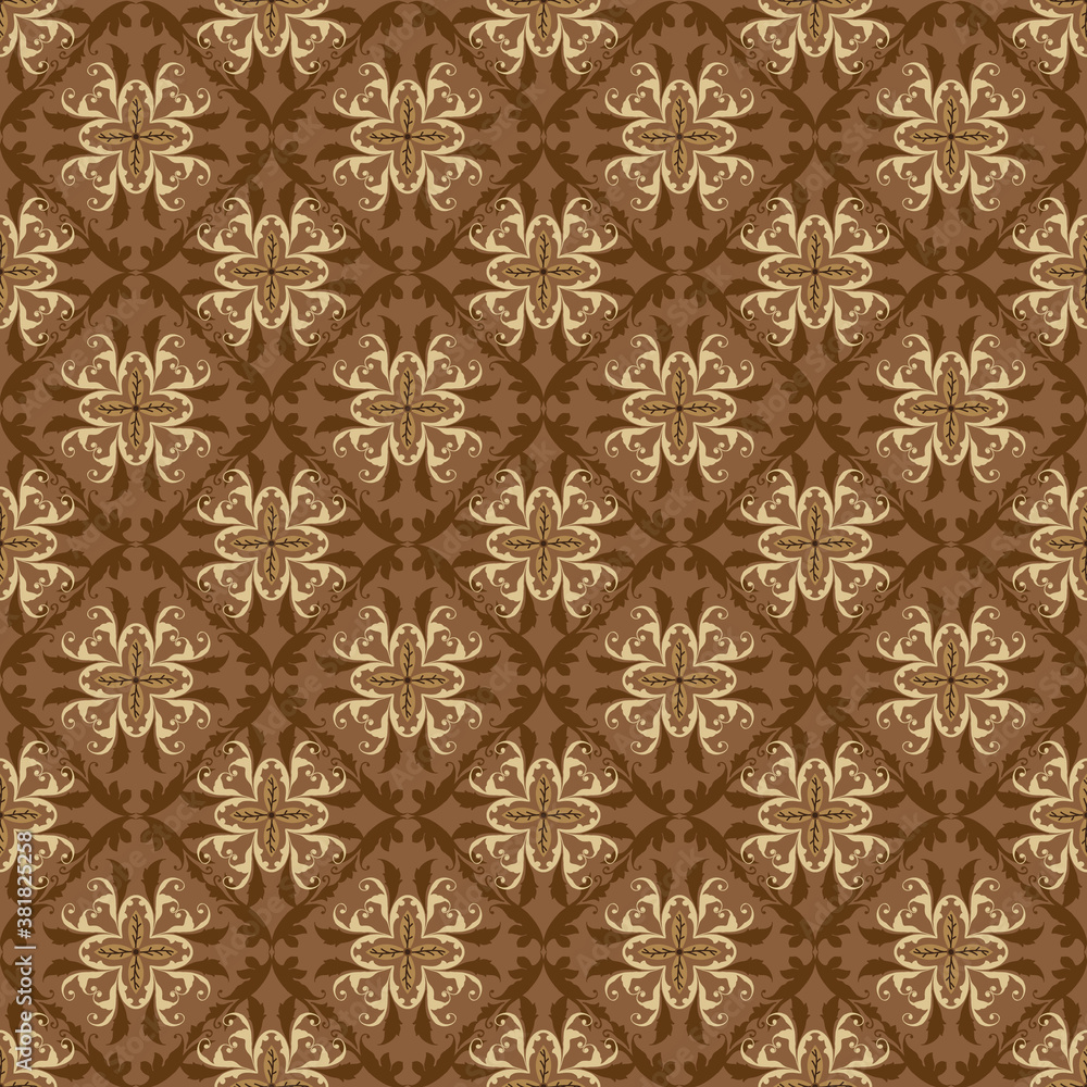 Simple motifs on Parang batik style with seamless brown background design.
