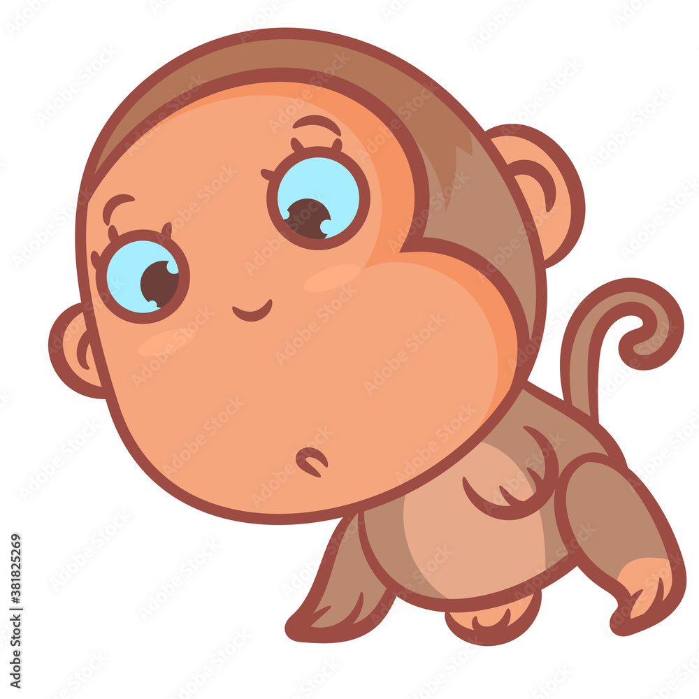 Brown monkey vector cartoon concept on a white background Brown monkey vector cartoon concept on a white background
