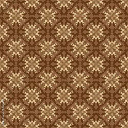 Simple motifs on Parang batik style with seamless brown background design.