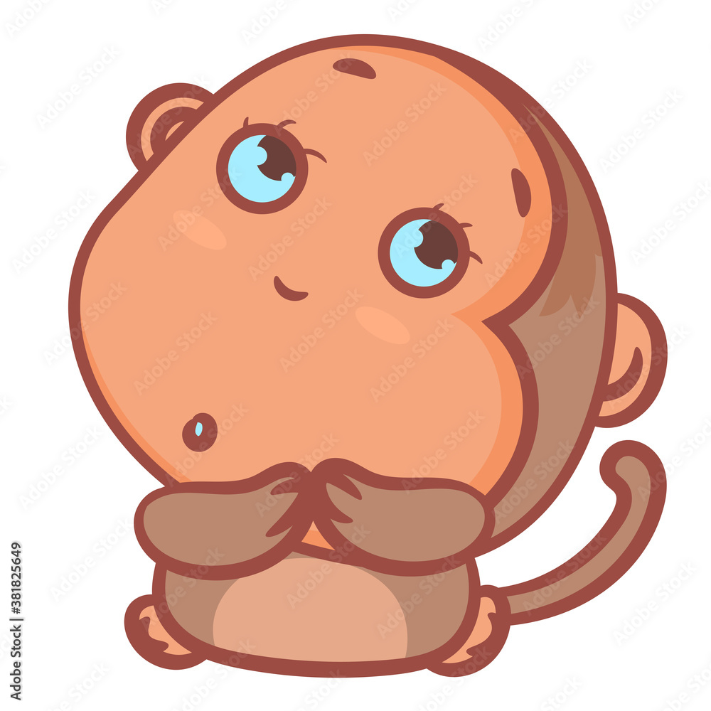 Obraz premium Brown monkey vector cartoon scene on a white background