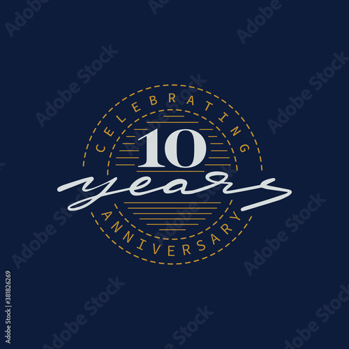 10 years anniversary pictogram vector icon, 10th year birthday logo label.
