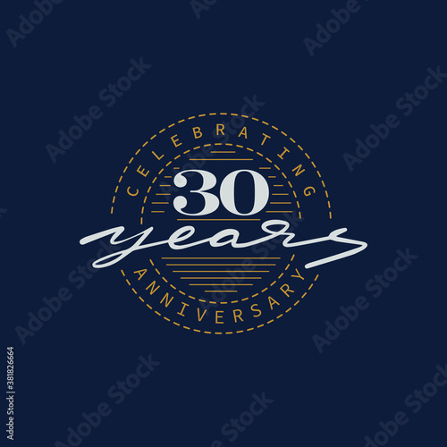 30 years anniversary pictogram vector icon, 30th year birthday logo label.