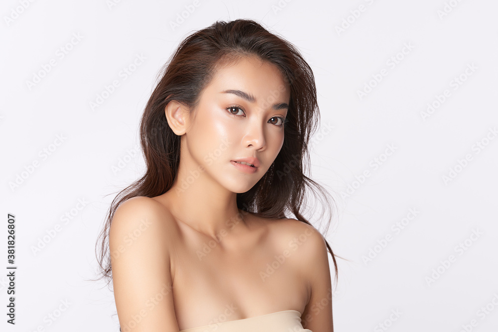 Beautiful young asian woman with clean fresh skin on white background, Face care, Facial treatment, Cosmetology, beauty and spa, Asian women portrait Beautiful young asian woman with clean fresh skin on white background, Face care, Facial treatment, Cosmetology, beauty and spa, Asian women portrait