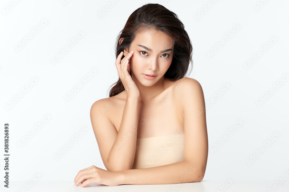 Beautiful young asian woman with clean fresh skin on white background, Face care, Facial treatment, Cosmetology, beauty and spa, Asian women portrait Beautiful young asian woman with clean fresh skin on white background, Face care, Facial treatment, Cosmetology, beauty and spa, Asian women portrait