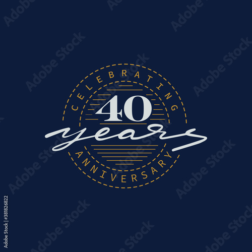 40 years anniversary pictogram vector icon, 40th year birthday logo label.