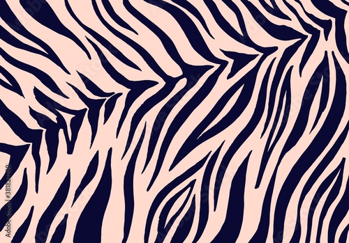 Zebra print, animal skin, tiger stripes, abstract pattern, line background. Retro, vintage 80s, 90s style.. Vector illustration. Poster, banner. Black, beige color