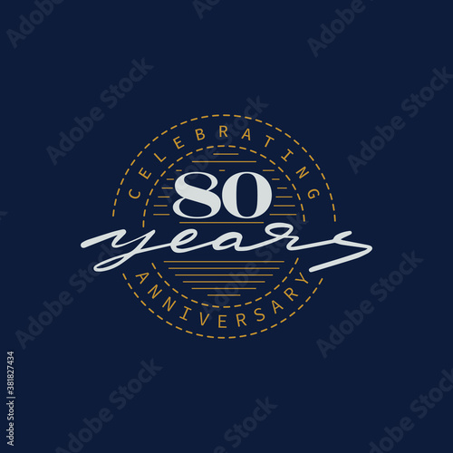 80 years anniversary pictogram vector icon, 80th year birthday logo label.