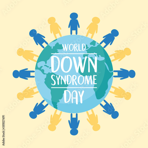 world down syndrome day childrens around map planet campaign