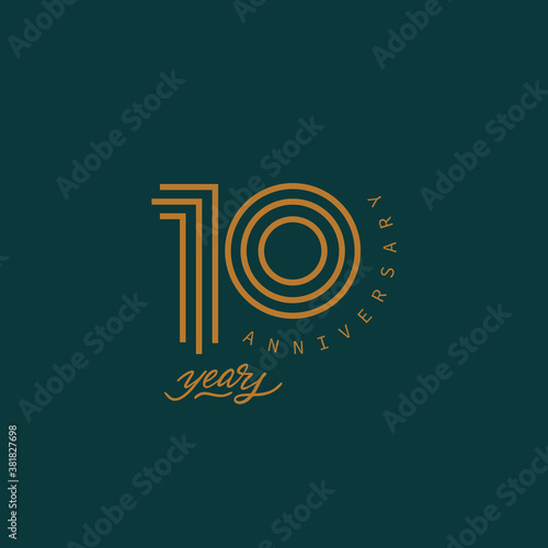 10 years anniversary pictogram vector icon, 10th year birthday logo label.