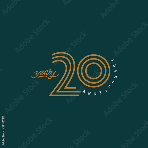 20 years anniversary pictogram vector icon, 20th year birthday logo label.