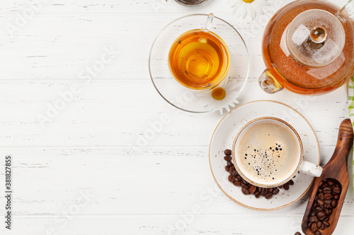 Foto Herbal tea and espresso coffee