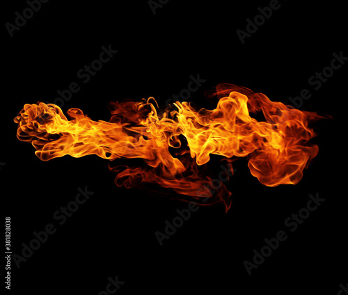 Fire burning flames on a black background