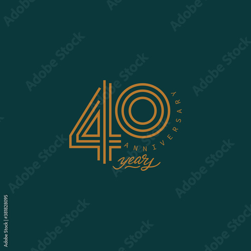 40 years anniversary pictogram vector icon, 40th year birthday logo label.