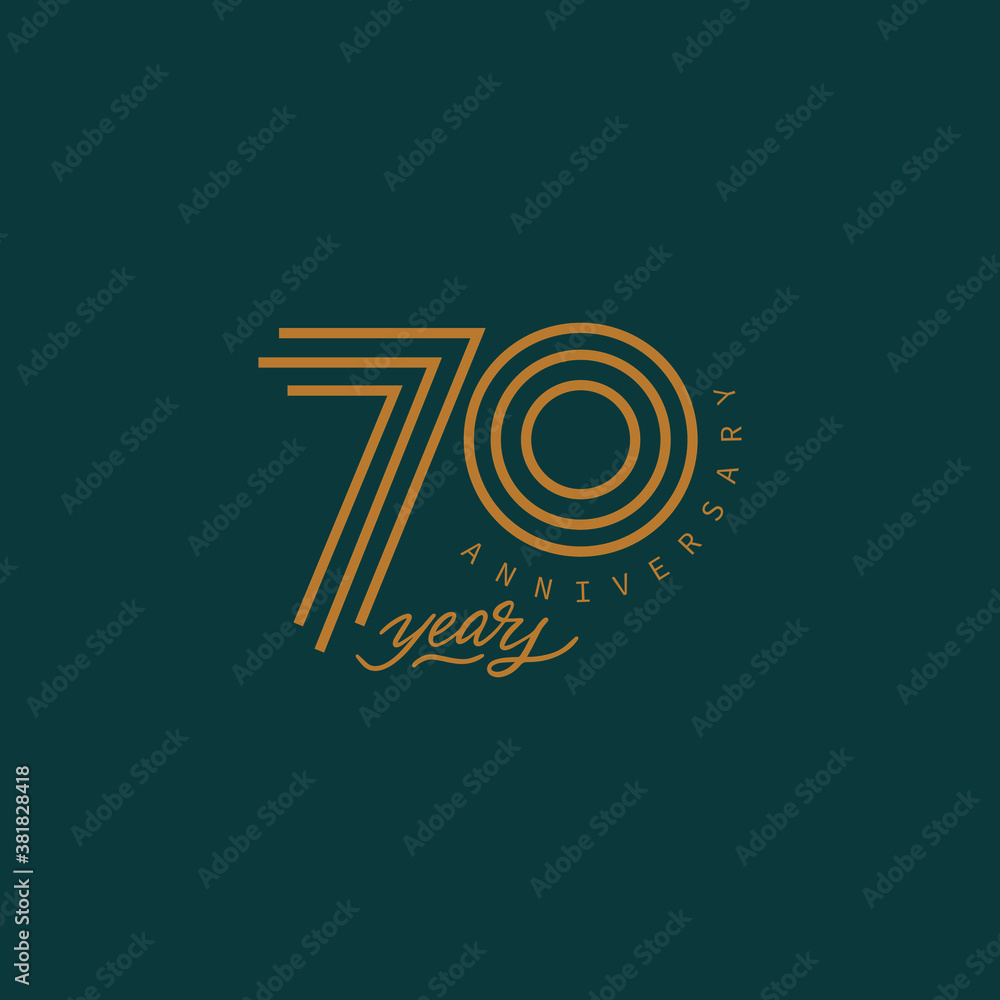 70 years anniversary pictogram vector icon, 70th year birthday logo label. - obrazy, fototapety, plakaty 