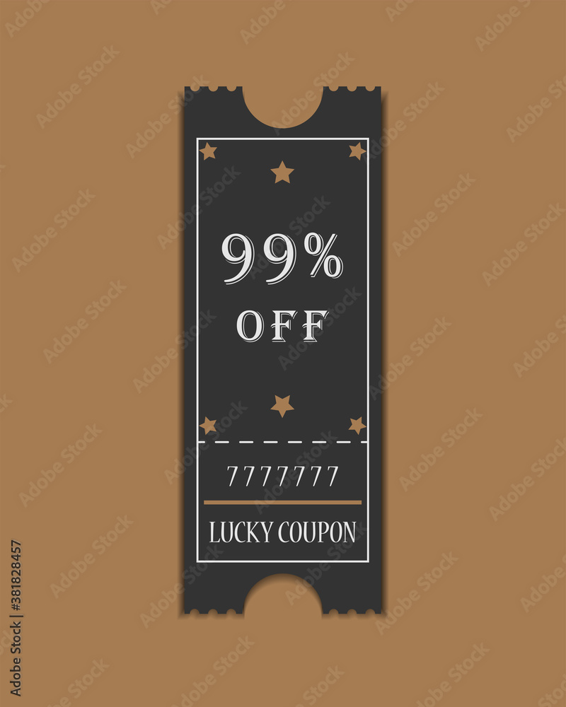 Super sale retro coupon on a pastel background. Insane lucky discount. Stylish design of verctor illustration.