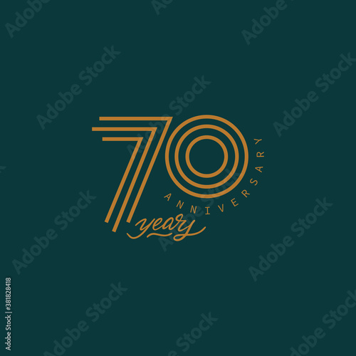 70 years anniversary pictogram vector icon, 70th year birthday logo label.