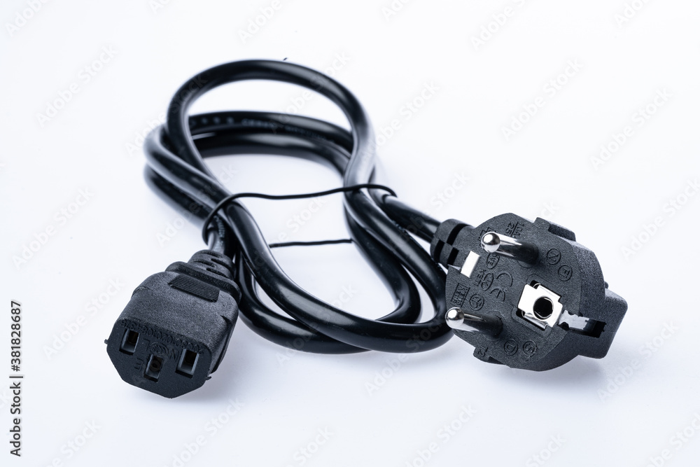 3 pin power cord on white background. High quality photo suuper 3 pin power cord on white background. High quality photo suuper