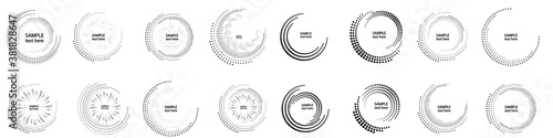 Halftone dots in circle form. round logo . vector dotted frame . Half tones design element