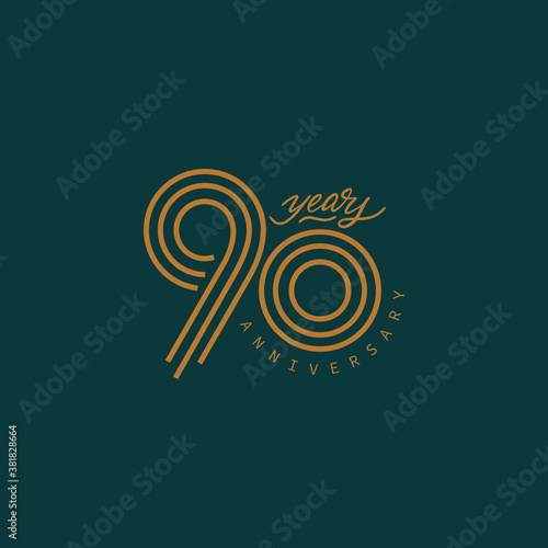 90 years anniversary pictogram vector icon, 90th year birthday logo label. photo