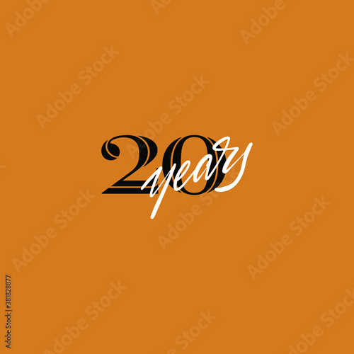20 years anniversary pictogram vector icon, 20th year birthday logo label.