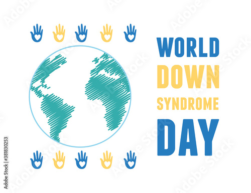world down syndrome day hands showing hearts and map