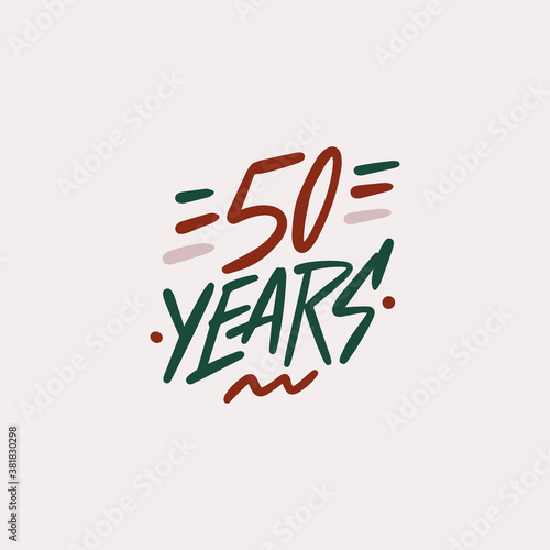 50 years anniversary pictogram vector icon, 50th year birthday logo label.