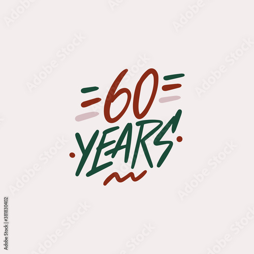 60 years anniversary pictogram vector icon, 60th year birthday logo label.