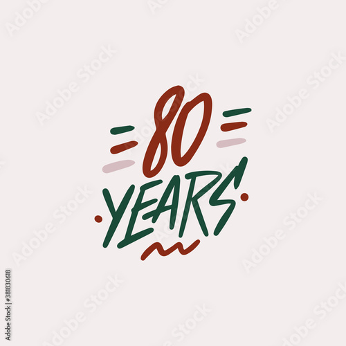80 years anniversary pictogram vector icon, 80th year birthday logo label.