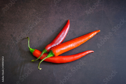 Red chilli pepper on dark background
