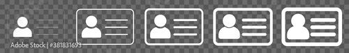 ID Card Icon White | Driver's License Illustration | ID Badge Symbol | Identity Logo | Pass Passport Sign | Isolated Transparent | Variations