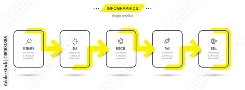 Vector Infographic design template with icons and 5 options or steps. Can be used for process diagram, presentations, workflow layout, banner, flow chart, info graph.