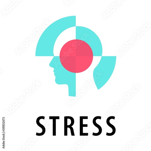 Icon, logo of psychotherapy, stress, depression. Two crossed human heads in profile. A metaphor of existing problems, a split personality, difficulties, a depressed state. Psychological help. Vector.