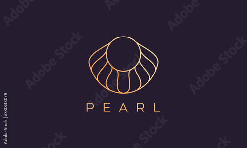 luxury and elegant gold colored pearl shell logo template