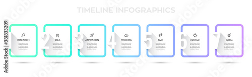 Vector Infographic design with 7 options or steps. Infographics for business concept. Can be used for presentations banner, workflow layout, process diagram, flow chart, info graph