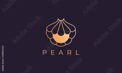 luxury and elegant gold colored pearl shell logo template