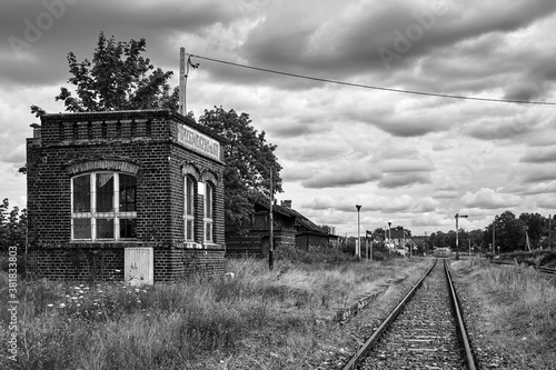Destroyed and abandoned railway station in the village of Trzemeszno Lubuskie
