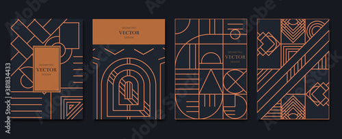Gold and Luxury Invitation card design vector. Abstract geometry frame and Art deco pattern background. Use for wedding invitation, cover, VIP card, print, poster and wallpaper. Vector illustration.