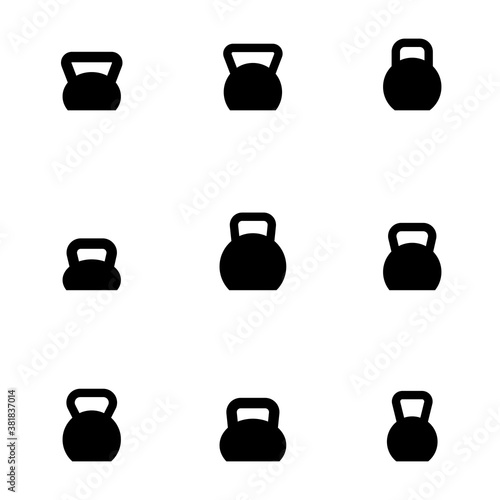 Set of icons kettlebells, vector illustration.