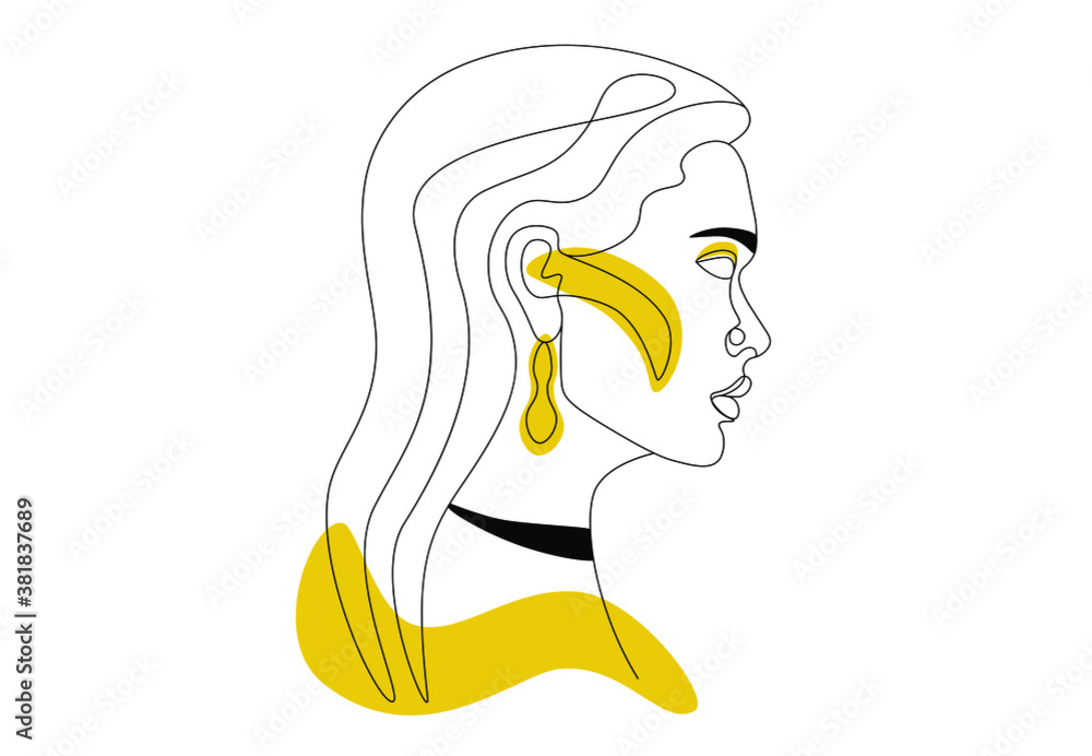 Abstract face, woman portrait made of one line. Continuous line art poster fashion minimalist concept, modern vector illustration Abstract face, woman portrait made of one line. Continuous line art poster fashion minimalist concept, modern vector illustration