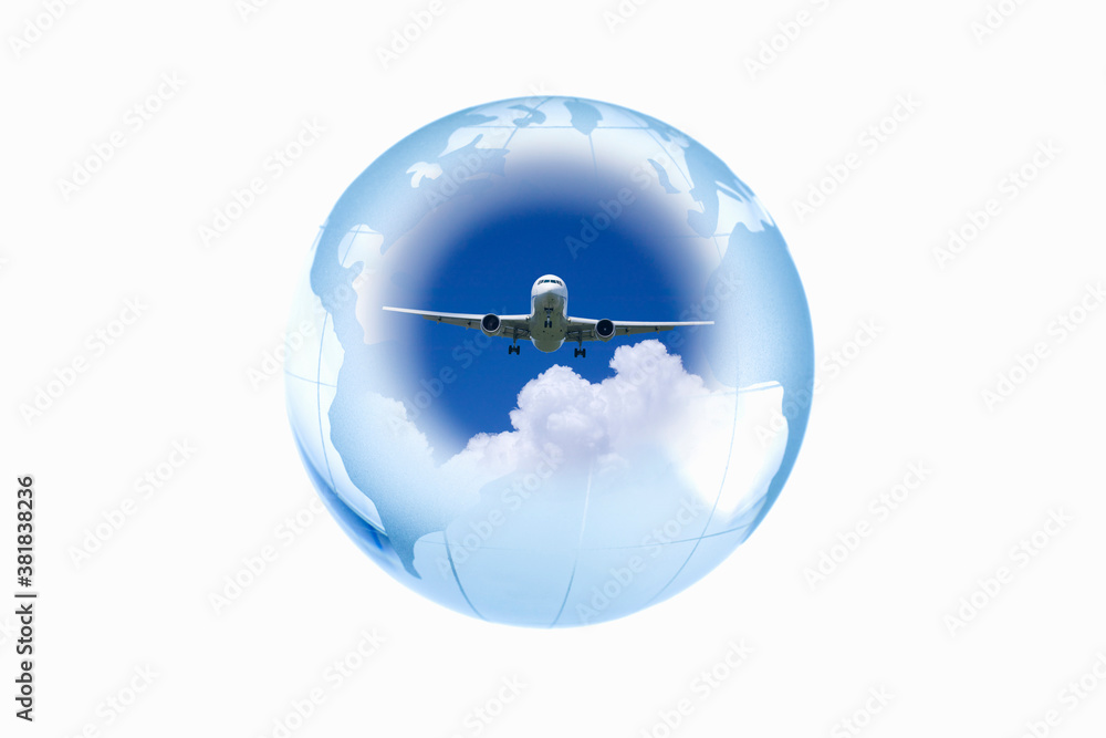 地球儀の中の飛行機 地球儀の中の飛行機