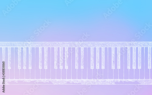 グラデーションの背景とピアノのイラスト